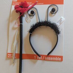 NWT Kids Butterfly Lady Bug Halloween Costume Antennas Headband Wand Michael's